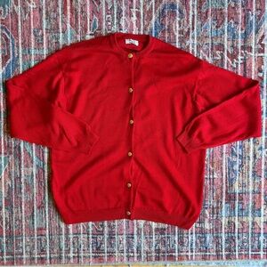 Vintage Barrie for Harrod’s Red 100% Wool Cardigan
